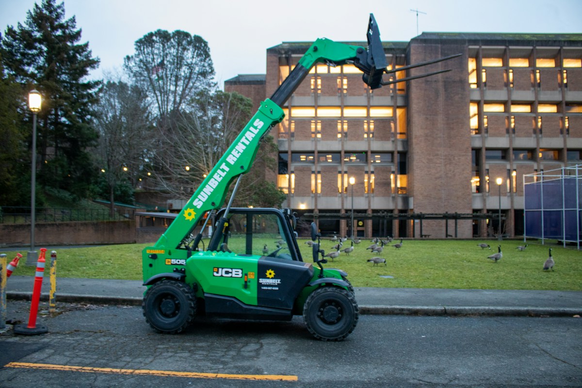 Telehandler parked and ready for work
