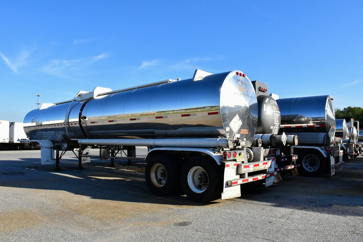 Industrial tanker truck on the road